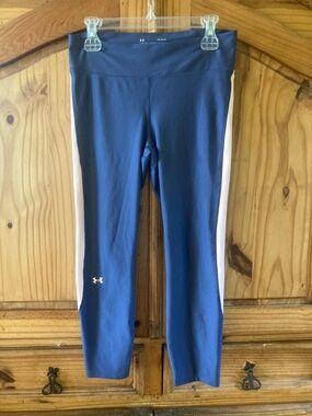 Women Under Armour Compression gray purple pink athletic leggings size L
